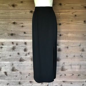 Vintage Ey Francais Black High Rise Half Slit Fully Lined Maxi Skirt Size 10